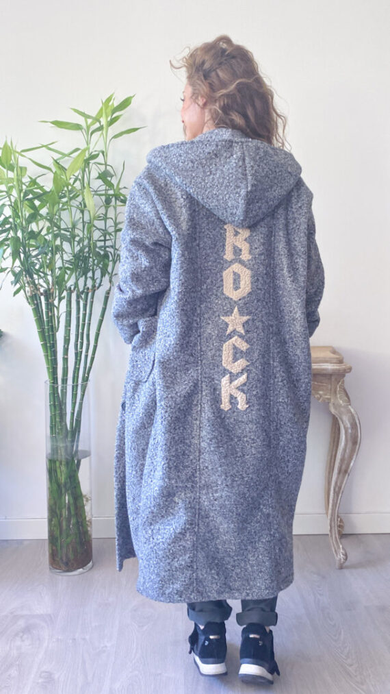 abrigo boho chic rock gris